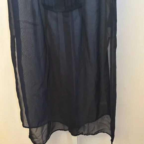 White House Black Market Pleated Bib Sheer Black Tunic Top NWT Sz S - Picture 3 of 9
